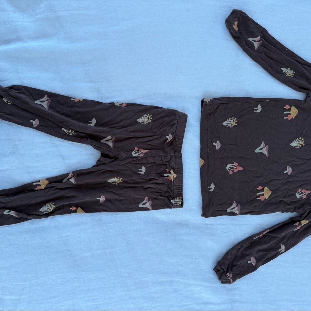 Brown Mushroom Floral Pajama Set